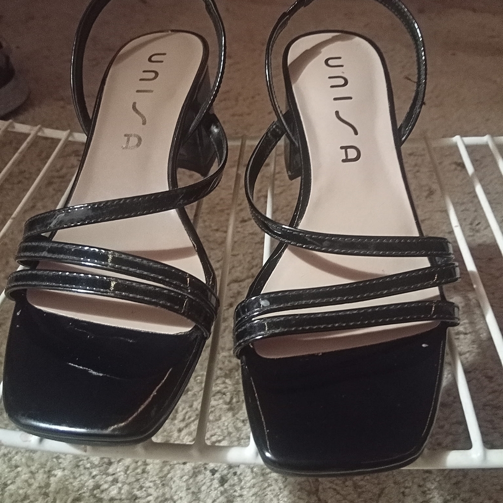 Unisa Black Patent Strappy Heels